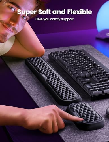 Vaydeer Wrist Rest for Keyboard and Mouse, Computer Ergonomic Wrist Support Pad, Soft Memory Foam Arm Cushion for Desk, Palm Hand Office Laptop Typing - 1
