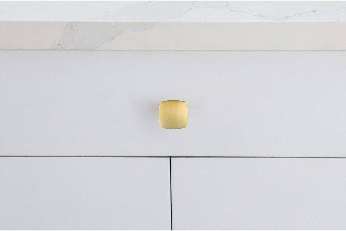 Elegant Decor Indoor Modern Home Decorative Irvin 1.3" Brushed Gold Square Knob Multipack (Set of 10)