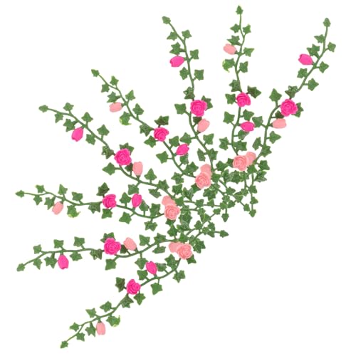 Vignes de roses artificielles mini maison poupée et décor jardin miniature plastique x8