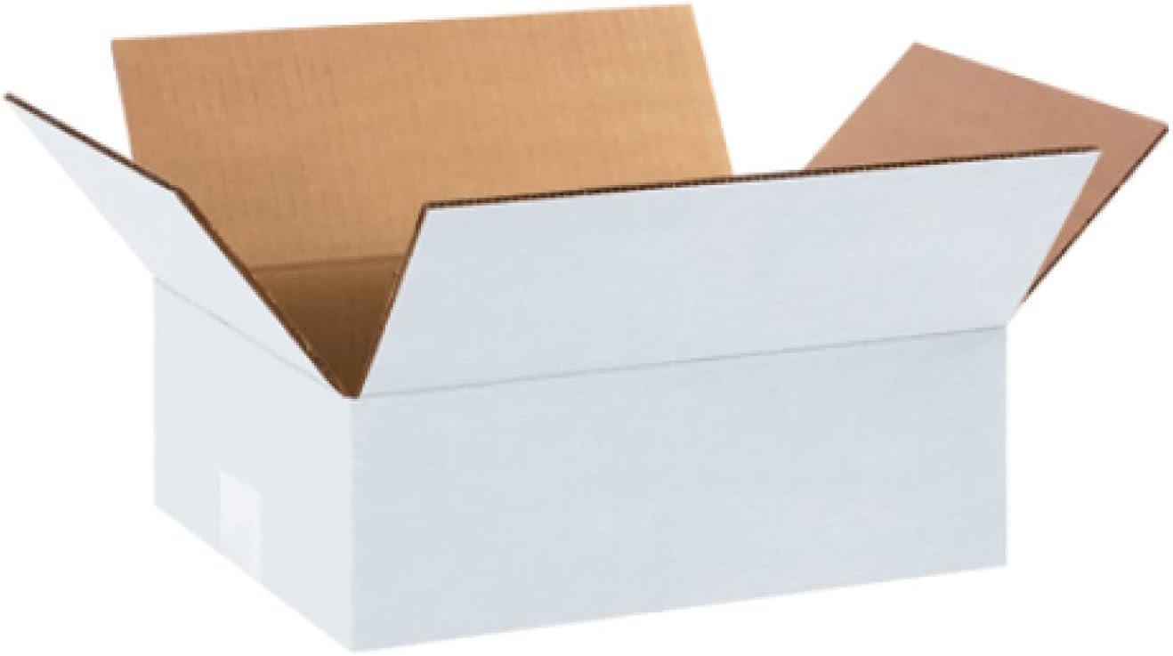 Secure Seal - 25 Pack of 12x9x4” White Corrugated Cardboard Packing Shipping Mailing Moving Carton Boxes Cube