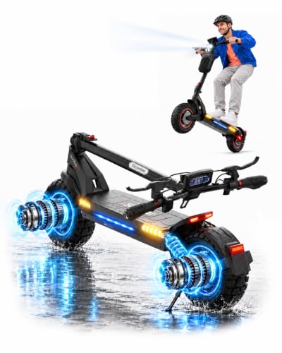 iScooter Electric Scooter, 50 Miles Long Range & 38 MPH Top Speed E-Scooter, 10" Off-Road Pneumatic Tire Escooter for Adults with Turn Signals, Double Braking Systems, APP and Storage Bag