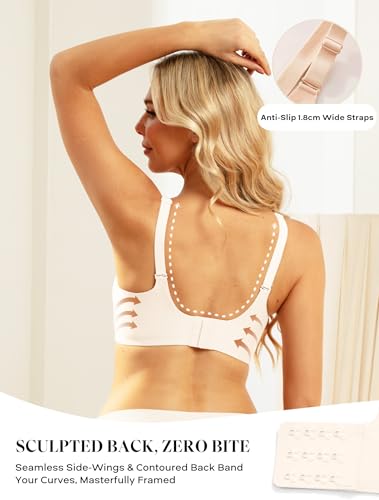 Image of Women V Neck Wireless Bra Full Coverage Comfort Jelly Strip Bras Supportive Seamless Bralette