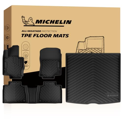 Image of Michelin Vehicle Mats for 2020-2026 Mercedes Benz GLE SUV (W167) 5 Seat | Liners Fit GLE350 /450 /450e /580 /AMG53 /AMG63 S, Not fit Coupe&7-Seat, All-Weather Custom Fit Floor Mats&Trunk /Cargo Mat, 4PCS