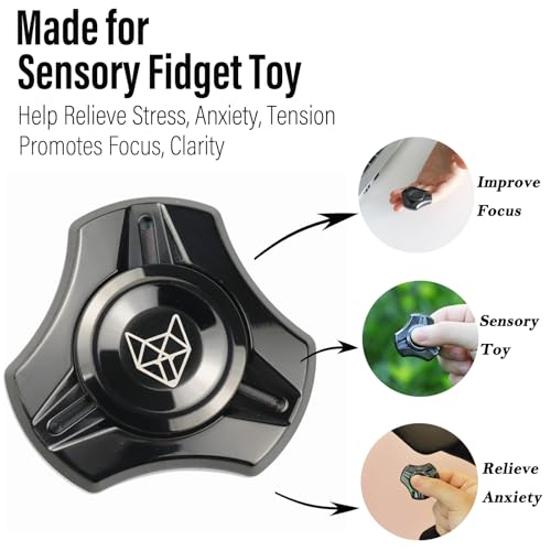 Image of FREELOVE Premium Metal Fidget Spinner for Adults, Stainless Steel Heavy Silent Spinner with Precision Bearing, Small Office Desk Toy & EDC for Stress Relief Focus ADHD, Mini Black