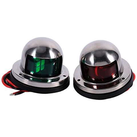 Akozon Navigationslicht Edelstahl 12V LED Marine Boat Yacht Rot Grün Bug Navigationslicht Cover