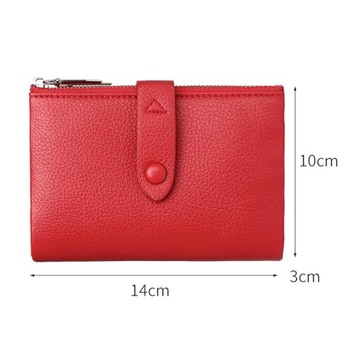 PofeeXIO Womens Wallet Rfid Small Compact Leather Ladies Bifold Wallet Slim Medium Billfolds for Women Thin Female Wallet with Double Zipper Coin Purse (Red)4