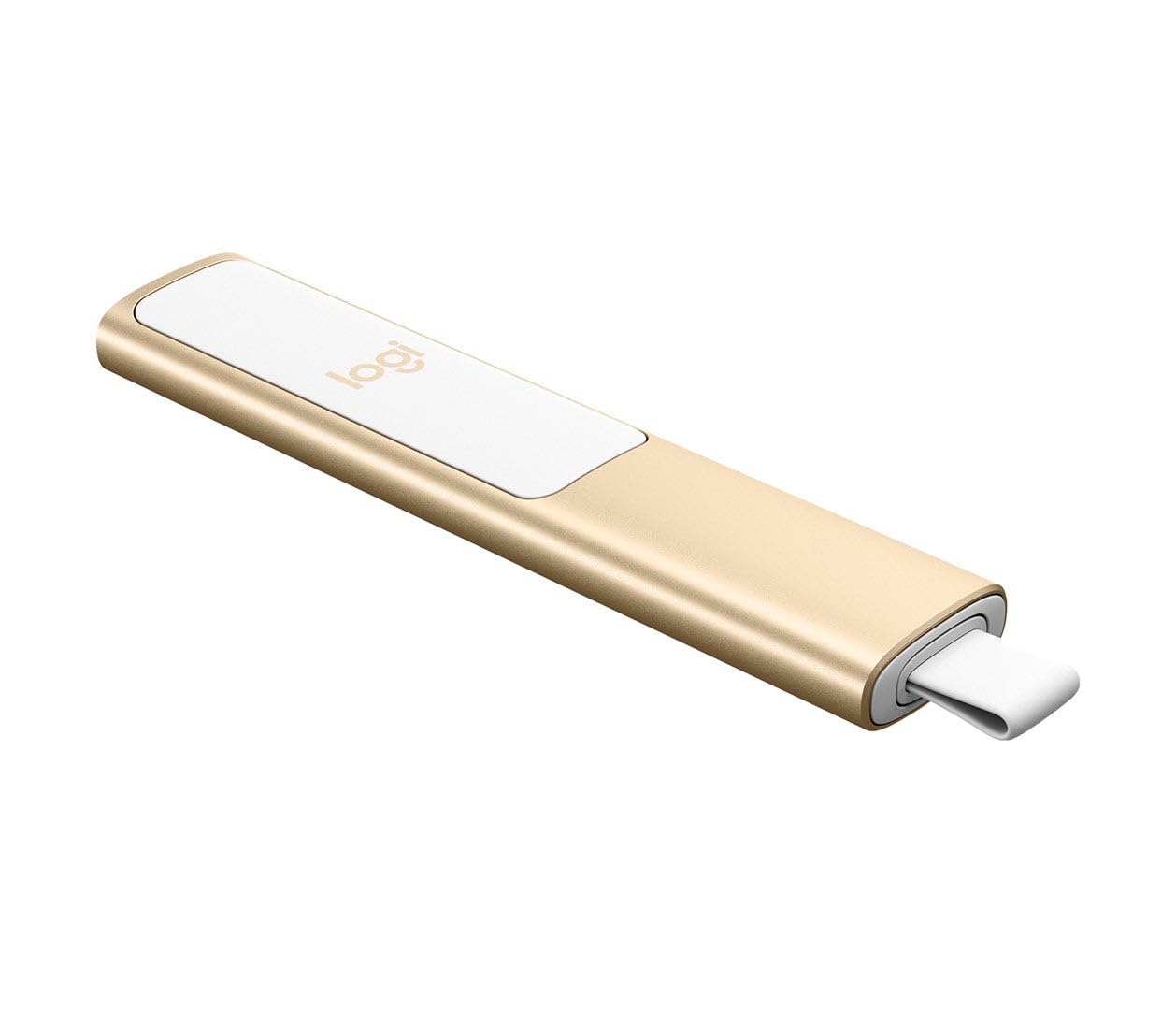 Logitech Spotlight Presentation Remote - Universal Wireless Presentation Clicker with Laser Pointer, Advanced Digital Highlighting, Bluetooth, 30 m Range and Quick Charging - Gold