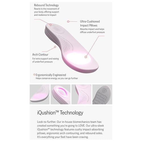 Image of FitFlop Womens iQushion Rubber Flip-Flops with Contoured Footbed for Walking, Lightweight Ergonomic Flip Flop Sandals with Arch Support and Foot Impact Pillows