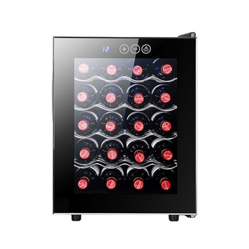 Zickdom Vinoteca,Vinoteca Pequeña,Vinotecas,Nevera Vinos,Cava de Vino,Vinoteca 20 Botellas, Wine Fridge Bajo Nivel sonoro Panel de Control Táctil para Bar Interior/Cocina/Hotel Negro Metal Shelves