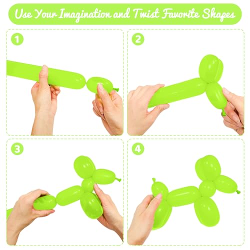 Image of 100Pcs Light Green 260 Balloons, Long Balloon for Tying Balloon Arch, Long Skinny Balloons for Twisting Ballons Animal balloons Birthday Party Wedding Festival Decorations
