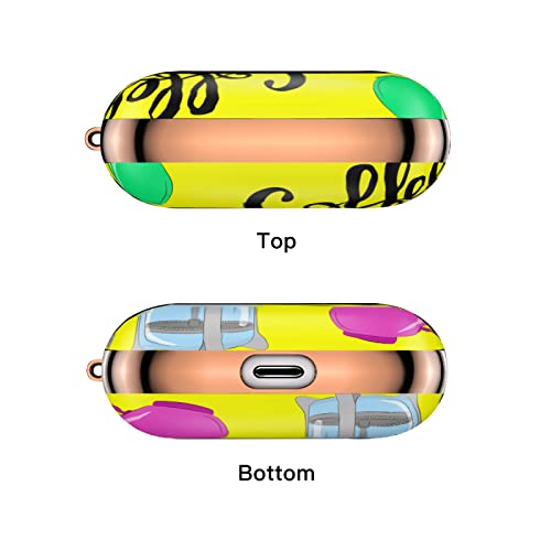 Ciekawa kreskówkowa ilustracja etui ochronne kompatybilne z Apple AirPods Pro stylowa błyszcząca twarda obudowa kreskówka ilustracja Airpod etui z przenośnym brelokiem (różowe złoto)