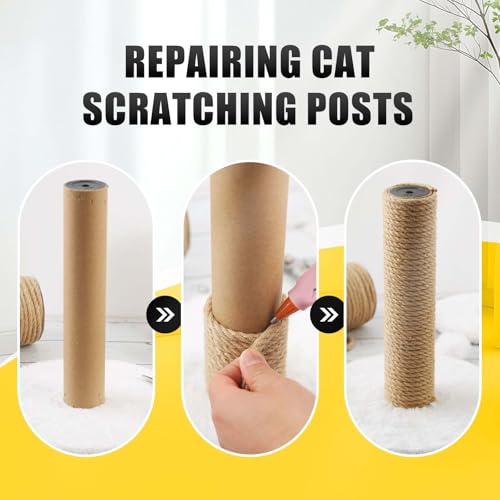 Image of Natural Jute Twine, 8MM x 50FT Jute Rope Roll, Heavy Duty Thick Twine for Cat Scratching Post, Bundling, Gardening and DIY Crafts