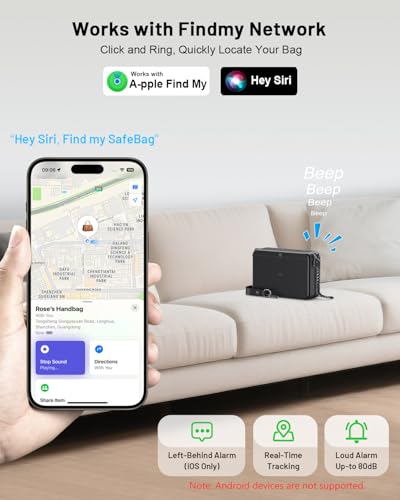 Metal Fingerprint Safe lock box for Women,Lady lock Crossbody Bag with password, Anti-Theft lock box for travel,privacy protection Sling cash bags with MFi Certified Findmy to Track Belongs3