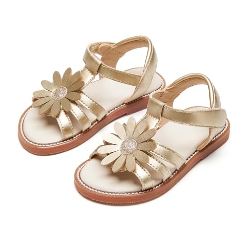 Image of PHIRAMIN Toddler Girl Sandals - Flower Girl Dress Shoes Open Toe Little Kid Flats