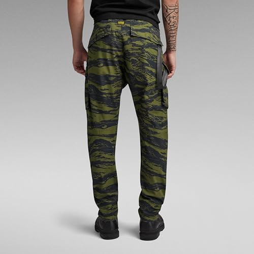 G-STAR Raw - Mens 3D Regular Tapered Cargo 2.0 5-Pocket Pants, Color Shadow Olive 2L Tiger Camo, Size: 32W x 30L2