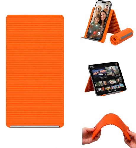 Image of Foldable Silicone Phone Stand, Flexible Adjustable Phone Holder for Desk, Portable Anti-Slip Mobile Stand Compatible with iPhone, iPad, Tablet, Laptop for Home, Office, Travel, Gaming