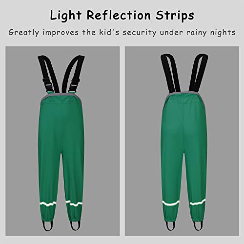 Image of Kids Unisex Rain Pants, Green, Size 2-9 Years