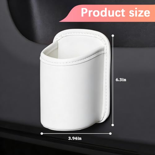 Portavasos para puerta de carro 2PCS en cuero blanco miniatura 2