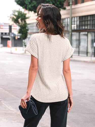 Image of AUTOMET Womens Short Sleeve Tops Fall Shirts 2026 Lightweight Sweater | Dressy Casual Blouse, Fashion Summer Clothing, Cute Spring Outfits, Business Work Tunic, Trend Boho