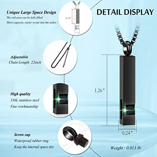XSMZB Crystal Cremation Urn Jewelry Cube Memorial Ashes Necklace Pendant Keepsake- Black Birthstone Series(Green)