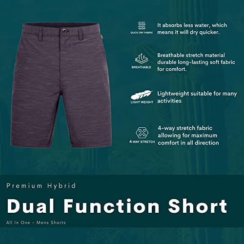Mens Hybrid Golf Shorts Stretch Quick Dry Swim Trunks Boardshorts Black - 33 #TOP3
