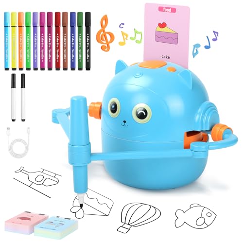 Robot dessinateur enfant Charmofun bleu avec 100 cartes éducatives