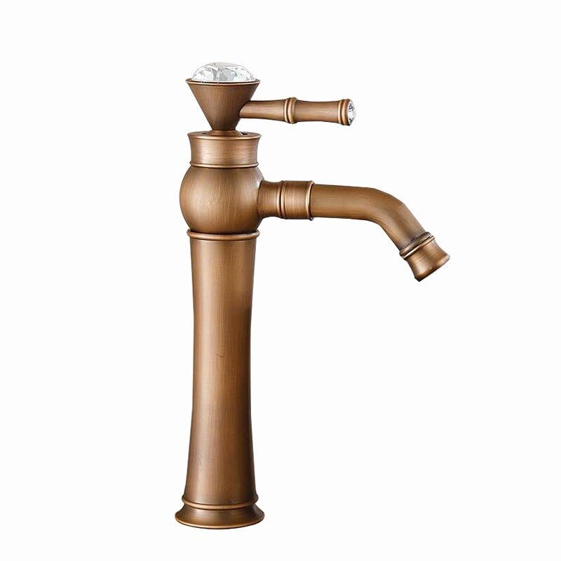 Grifo de cascada para lavabo de baño mezclador monomando de agua fría y caliente en bronce antiguo