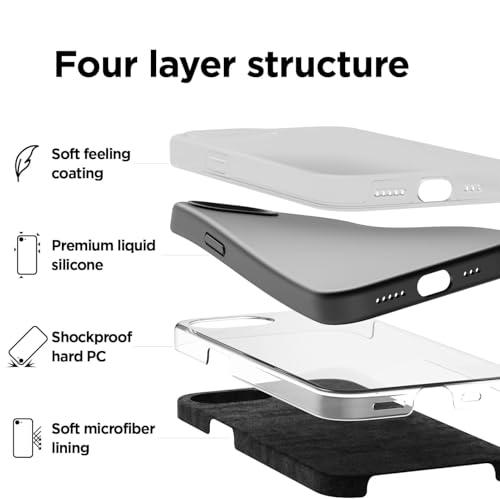 Image of DIZORO Compatible with iPhone 17e / iPhone 16e Case 6.1 inch Liquid Silicone 3 Layers Full Covered Soft Gel Rubber Phone Case,Shockproof Protective Cover with Anti-Scratch Microfiber Lining-Black