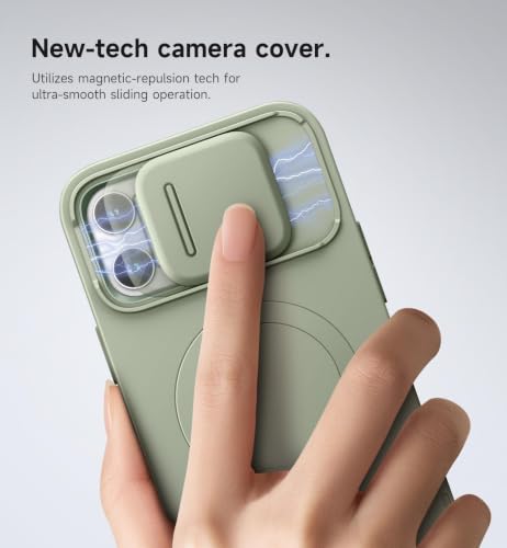 Image of SURITCH for iPhone 13 Pro Max /12 Pro Max Case with Magnetic Camera Slide Cover and Adjustable Kickstand, Compatible with MagSafe, Shockproof Bumper Case Slim Protective Cover 6.7 Inch, Green