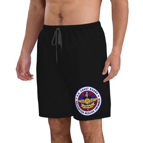 USCG Asts (Helicopter Rescue Swimmers) Men's Beach Shorts Quick Dry Swim Trunks with Pockets Mesh Lining2