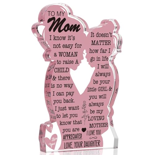 Mom Gifts from Daughter Christmas Gift for Mom Mom Birthday Ideas Gift Cool Mothers Day Gifts from Daughter Best Mom Ever Gifts New Mom Single Mom Christmas 2024 Acrylic Plaque Sign 5x3in