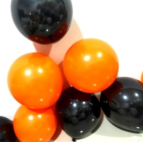 Joyyu 100Pcs 12 Inch Black And Orange Party Balloons With Matching Color Ribbons For Halloween Basketball Theme Birthday Wedding Bachelorette Party Baby Shower Balloons Garland Decorations #TOP7