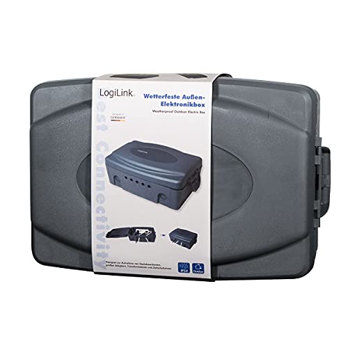 LogiLink LPS223 - wetterfeste Elektronik Box für den Aussenbereich (Outdoor) in grau mit Staub und Spritzwasserschutz (IP54), 32x21x11.5cm