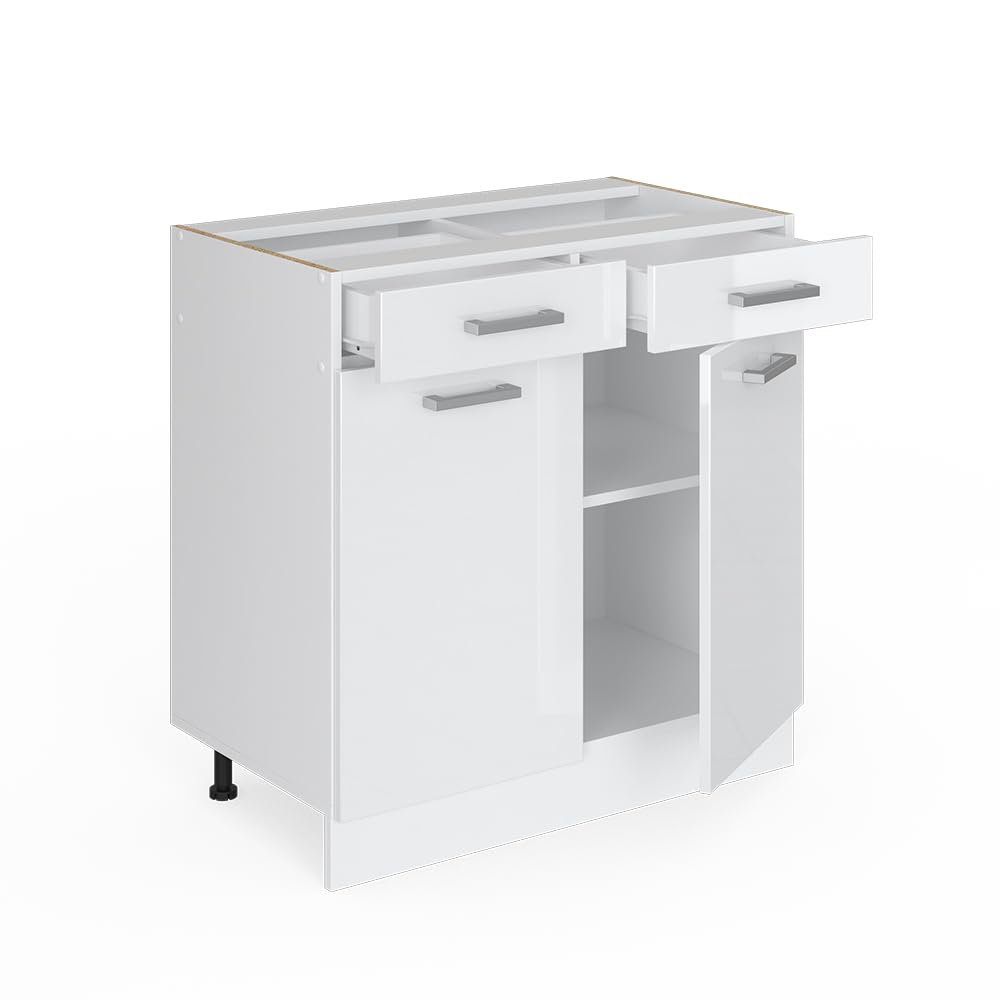 Vicco Mueble bajo de Cocina R-Line, Blanco Alto Brillo, 80 cm Sin encimera, para combinación Libre Dentro de Sistemas de Cocina modulares