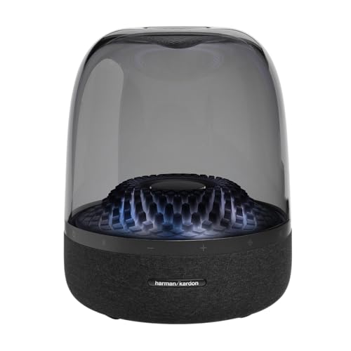 Harman Kardon Aura Studio 4, Superior Sound Performance, Unique Diamond-Effect Lighting That Dances to The Music, Bluetooth Music Streaming, Made in Part with Recycled Materials, Black