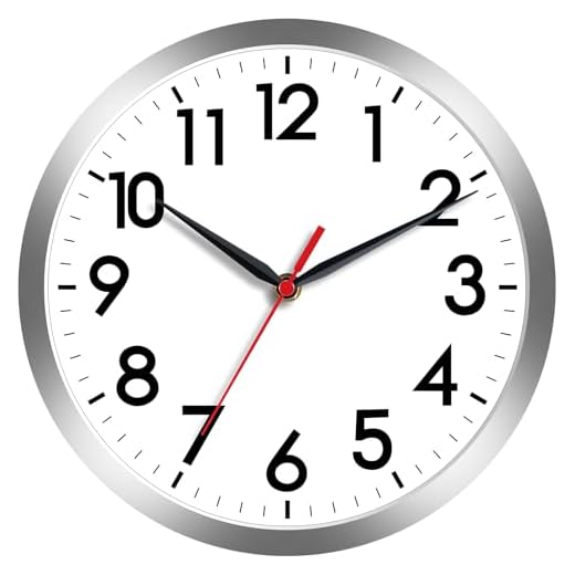 AKCISOT Wall Clock, Modern Small Wall Clocks Battery Operated 8 Inch, Silent Non-Ticking Analog Classic for Office, Home, Bathroom, Kitchen, Bedroom, School(Silver)