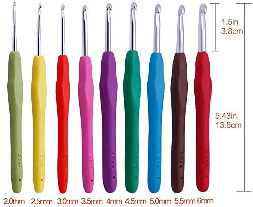 Qzma 72 Pcs Crochet Hooks Set, Crochet Needles Kit Plus Large Eye Blunt Needles Ergonomic Yarn Knitting Needles Marking Clips Tools Set with Crochet Needle Accessories
