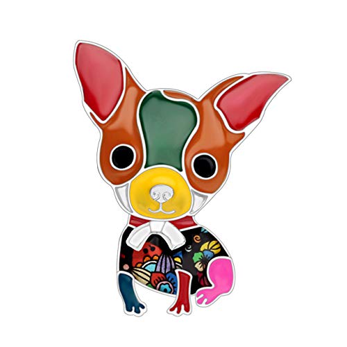 WEVENI Legierung Niedliche Chihuahua Hund Brosche Haustier Pins Emaille Schmuck für Frauen Mädchen Kleid Schal Zubehör Geschenk, Zink Cover