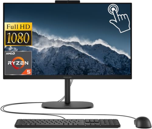 Image of HP OmniStudio 23.8 inch FHD Touchscreen All-in-One Desktop PC, Windows 11 Pro 16GB DDR5 RAM 1TB PCIe SSD, AMD Ryzen 5 40 Processor, Wired Keyboard & Mouse, RJ-45, Jet Black