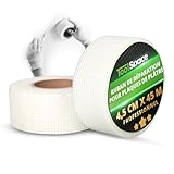 ToolSpace Bande Placo 4,5 cm x 45 m   Ruban de Fibre Verre avec Toile pour Plaques Plâtre   Vande Fibree Auto Adhésif pour Joint Fissure Mur   Tissu Grillagée pour Fissure Réparation Trous Enduit