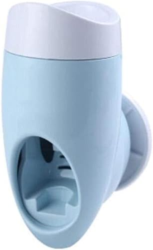 KouRy Dispensador de pasta de dientes, exprimidor de pasta de dientes, manos libres, montado en la pared para baño, ducha, baño (azul)