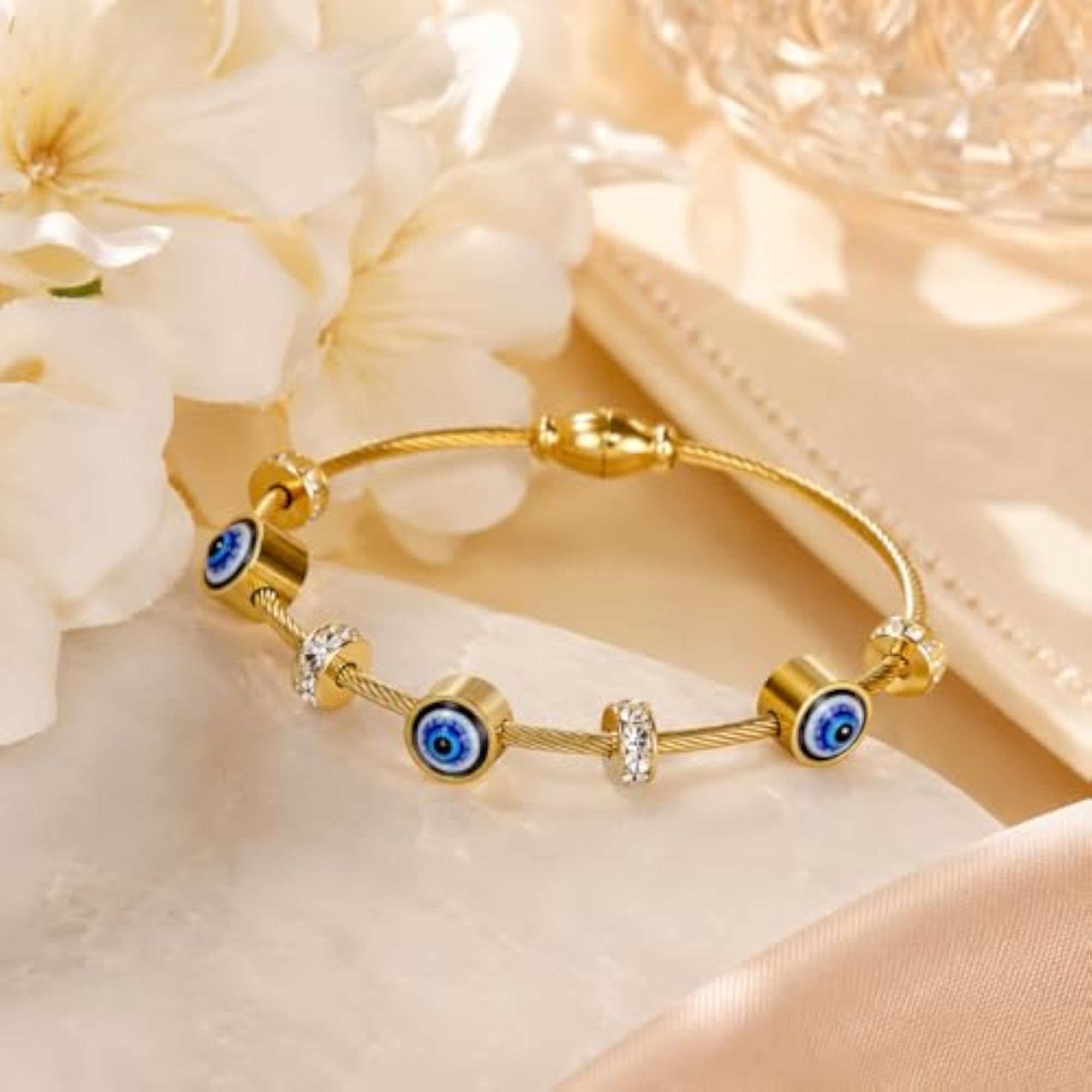 Women's Evil Eye Anti Tarnish Stainless Steel Plated Bangle