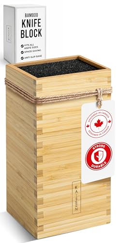 KAIZEN Bamboo Knife Block Without Knives - Perfectly Sized Universal
