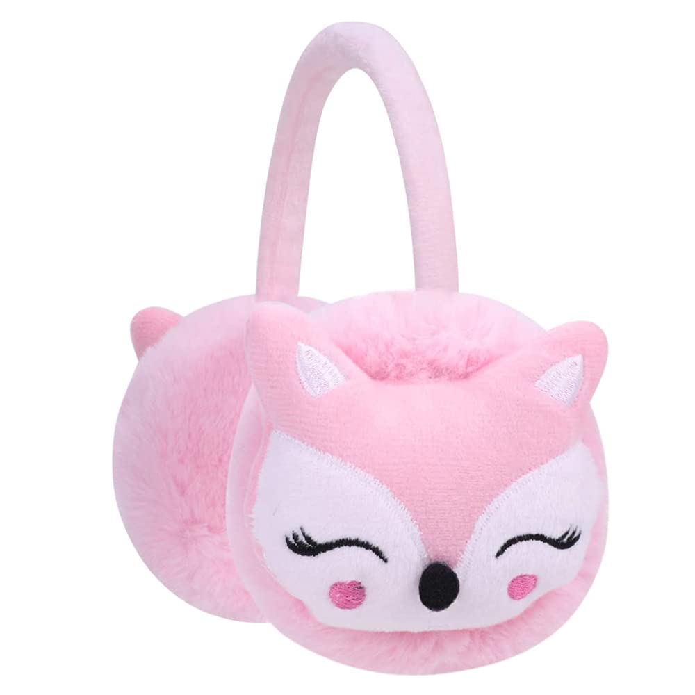 iNszkoosKids Furry Winter Earmuffs Cute Fox Plush Warmer Windproof Outdoor Ear Protector Earflap Cartoon Soft & Warm Ear Muffs for Boys Girls Baby Toddlers Cold Weather