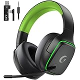 ゲーミングヘッドセット ps5 ヘッドセット 【2.4G USB/Type-cアダプター/Bluetooth 5.3/有線】 4WAY接続 7.1ch サラウンド＜20ms超低遅延ゲームヘッドセット 軽量/アクティブノイズキャンセリング / 50MMドライバー立体音響 / RGB ライト/最大約70時間バッテリー / 急速充電/マイク付き (ブラックグリーン)