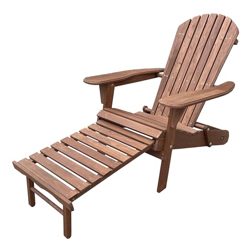 AXI Alexa Chaise Adirondack avec Repose-Pieds, Pliable, Couleur Café | Transat De Jardin/Bain De Soleil / 100% Bois De Pruche, pour 1 Personne, avec...