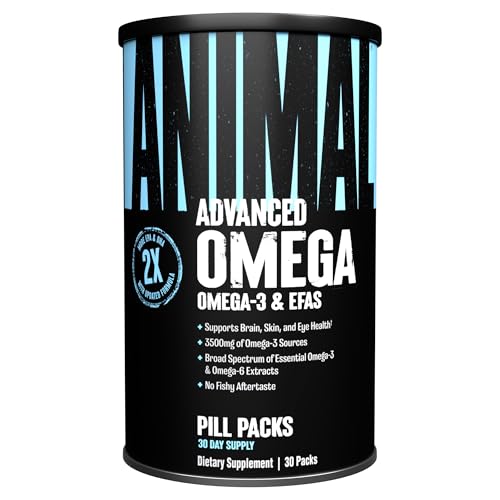 Universal Nutrition ANIMAL OMEGA enthält 10 verschiedene Quellen von Omega3- & Omega-6-Fettsäuren, hochdosierte Fischöl Kapseln mit EPA, DHA & CLA, essentielle Fettsäuren, 30 Tagesportionen