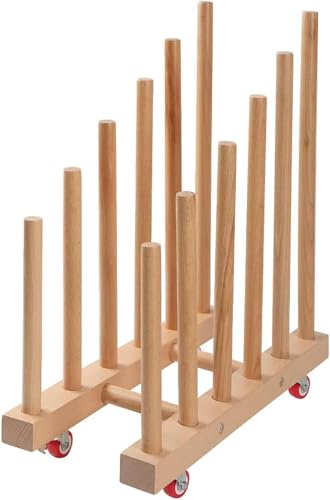 BROTOSPAC Artwork Storage Rack with Brake Caster Wheels,Art Drying Rack, Canvas Storage Rack,Wood Storage Stand for Drawing Board, Prints, Perfect for Studios,Galleries, Museums, Art Venues (12in)