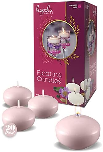 Hyoola Premium Light Pink Floating Candles 2 Inch - 4 Hour Burn Time - Made in Europe - 20 Pack