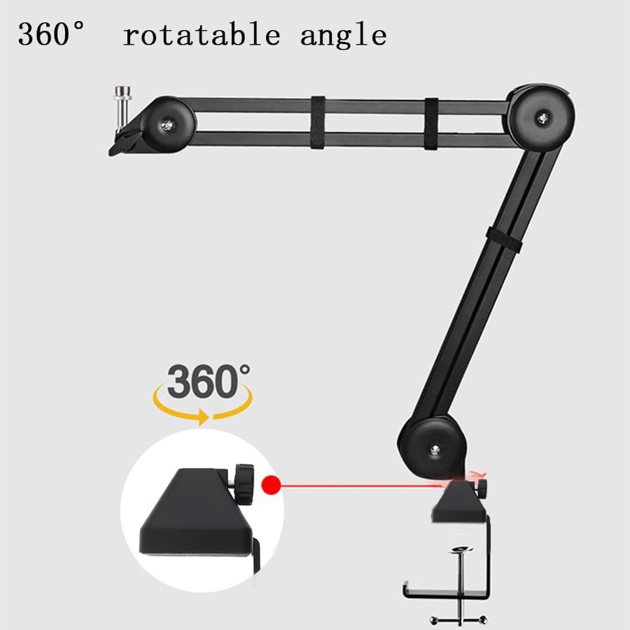 Miniatura 5 de RTNLIT Abrazadera de montaje en mesa, repuesto de clip de metal resistente para micrófono, micrófono, brazo de suspensión de brazo de tijera,